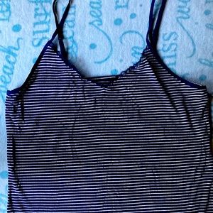 Navy/White Striped Spaghetti Strapped Soft Fit Tank Top